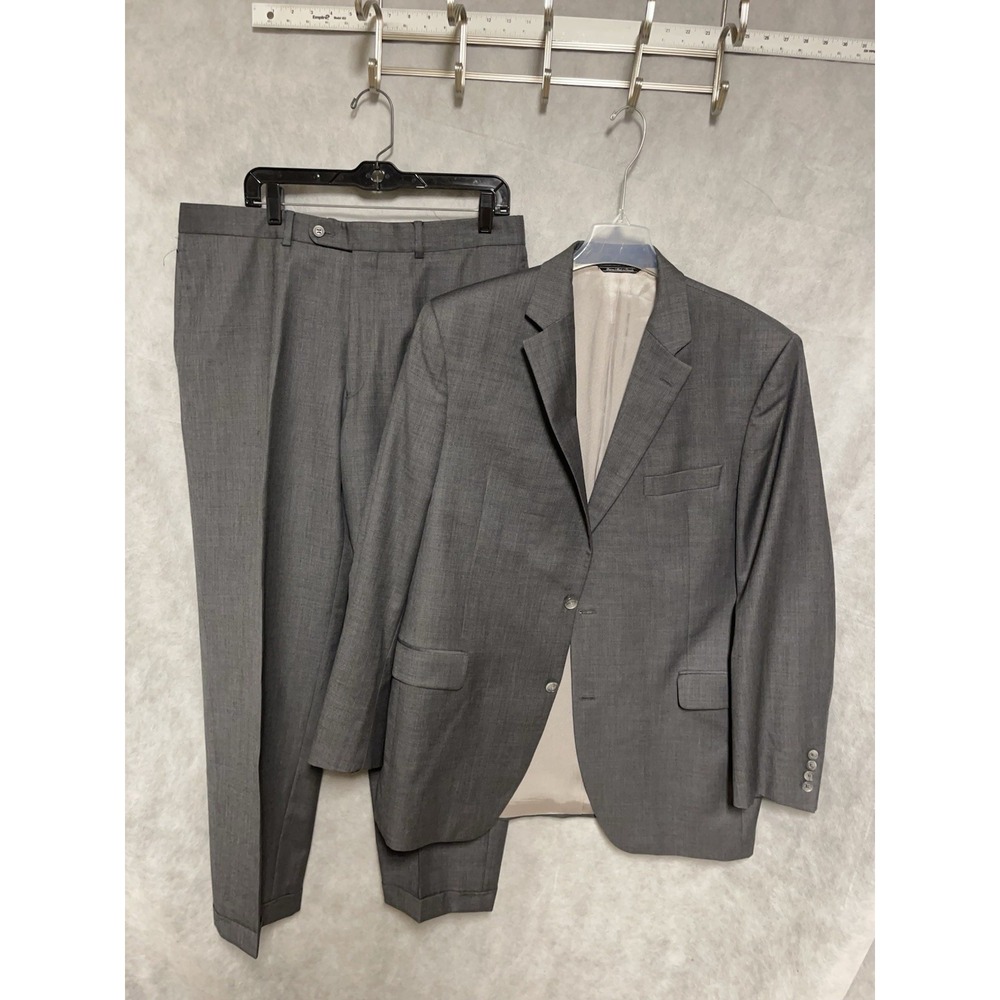 Jack Victor Suit Men 44L Gray 2B Wool Academia Career Formal 37x30.5 Pant Luxury